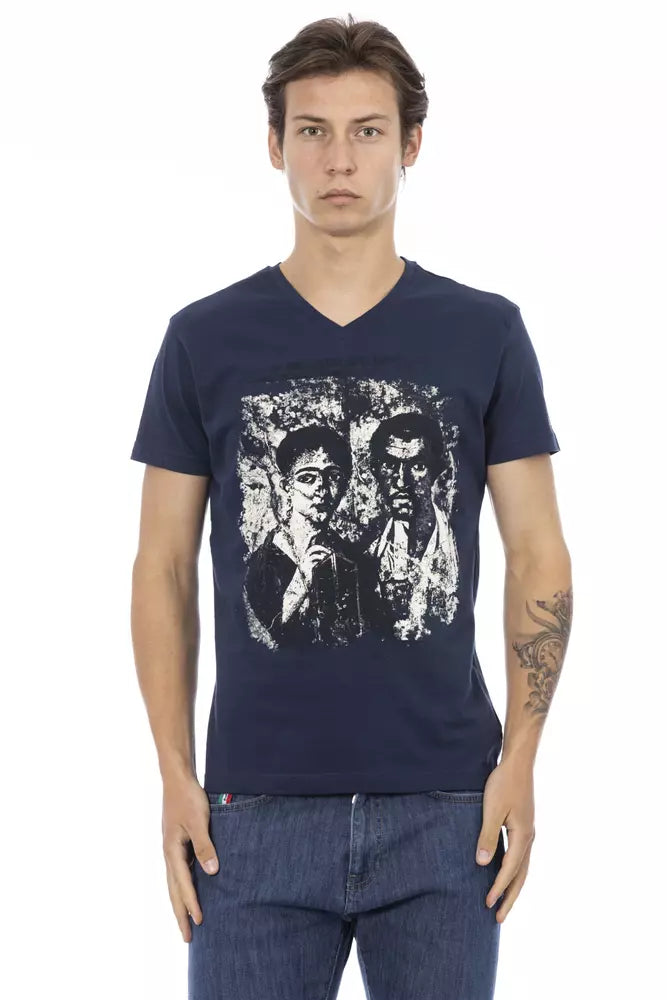 Blue Cotton Men T-Shirt