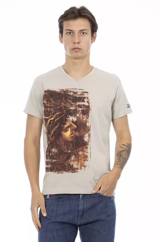 Beige Cotton Men's T-Shirt