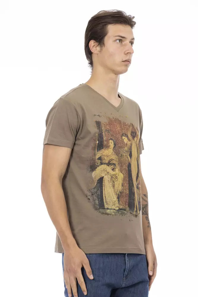 Brown Cotton Men T-Shirt