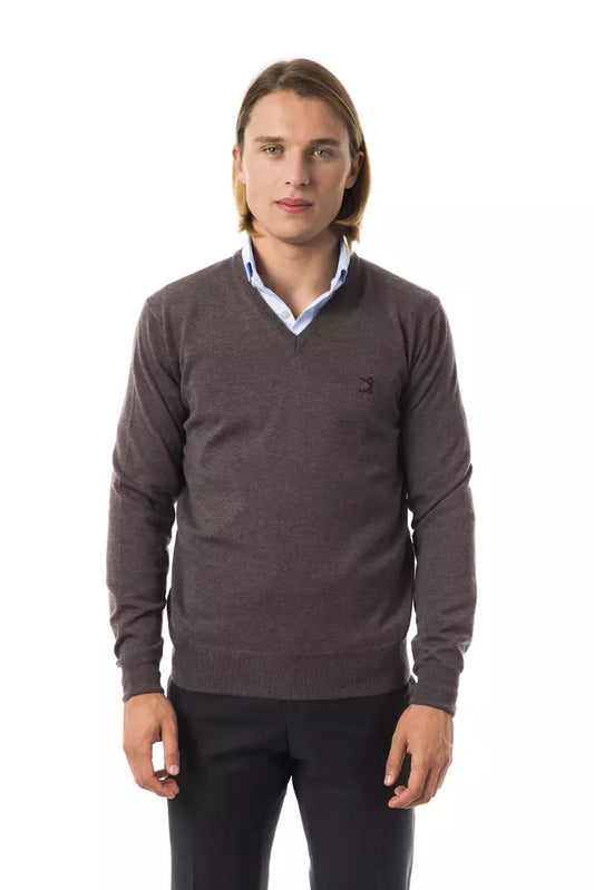 Gray Merino Wool Men Sweater