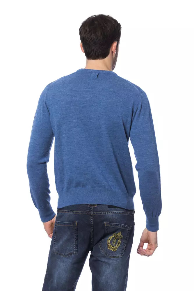 Blue Merino Wool Men Sweater