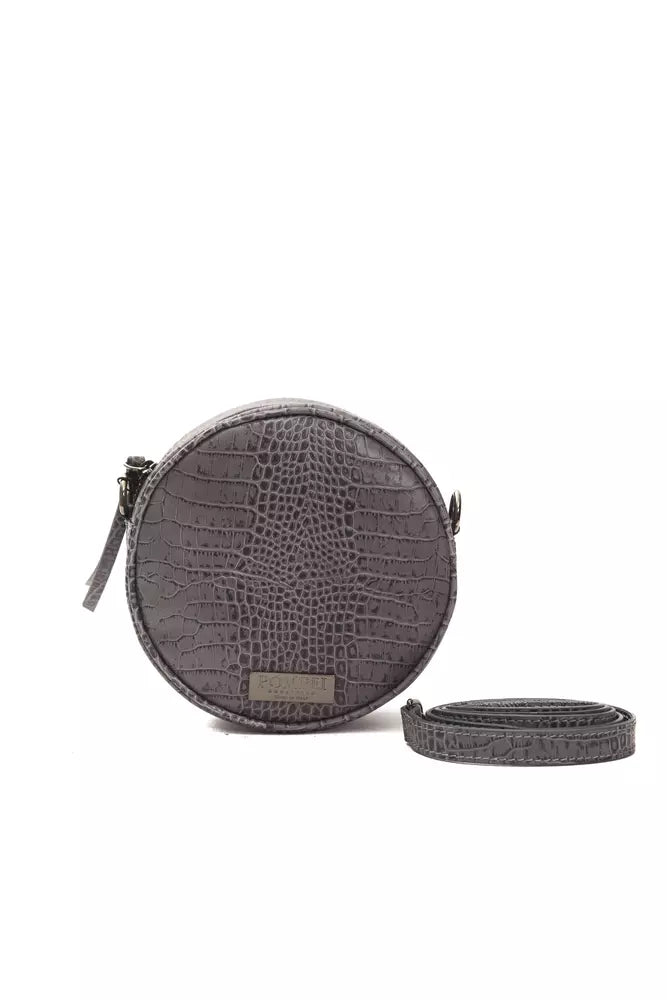 Gray Leather Women Crossbody Bag