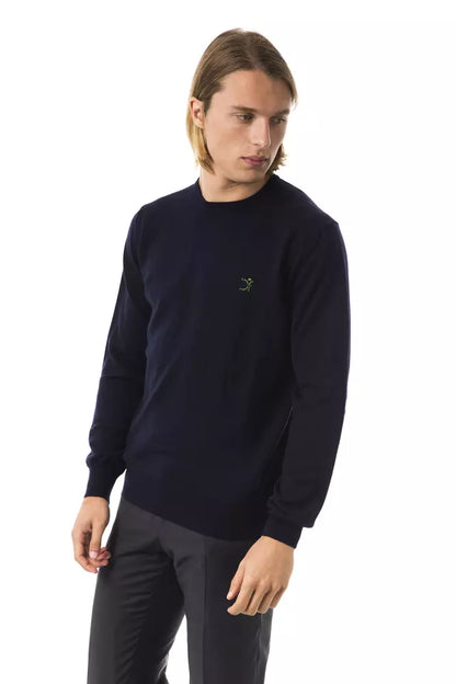 Blue Merino Wool Men Sweater