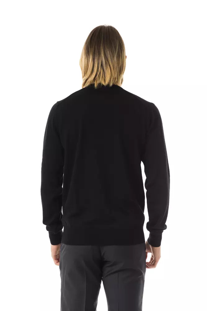 Black Merino Wool Men Sweater