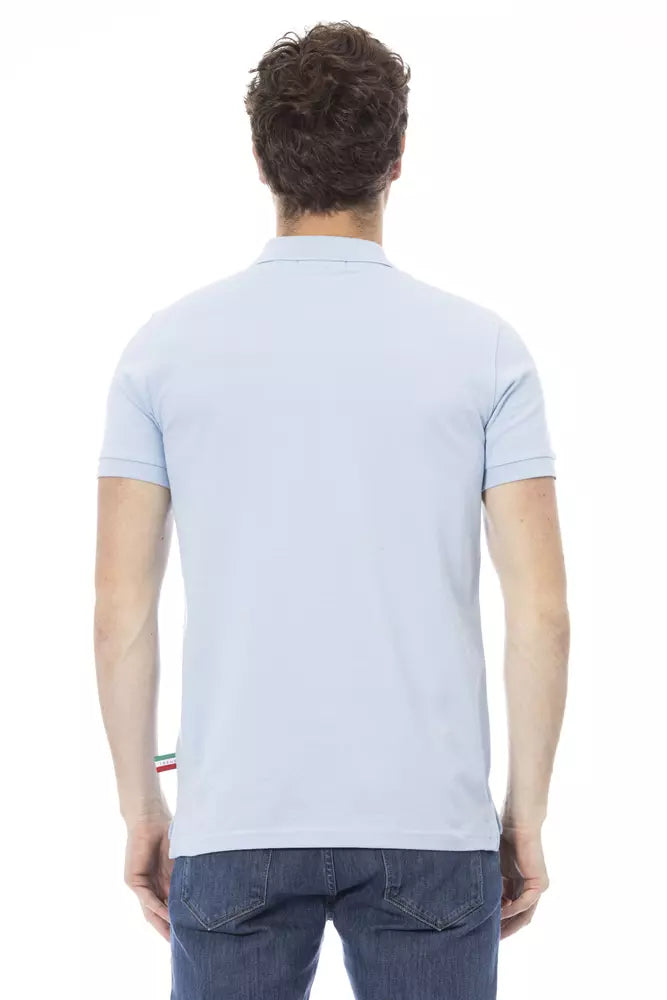 Light Blue Cotton Men Polo Shirt