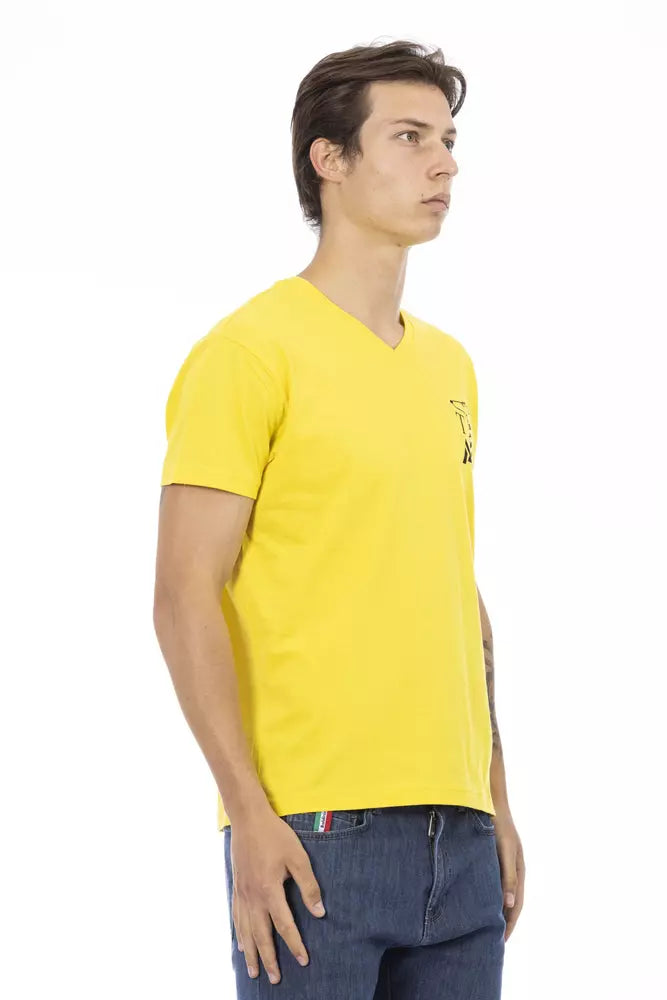 Yellow Cotton Men T-Shirt