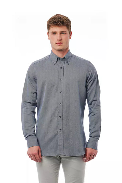 Blue Cotton Men Shirt