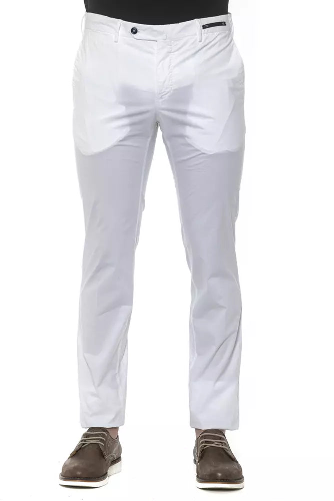 White Cotton Men Trouser