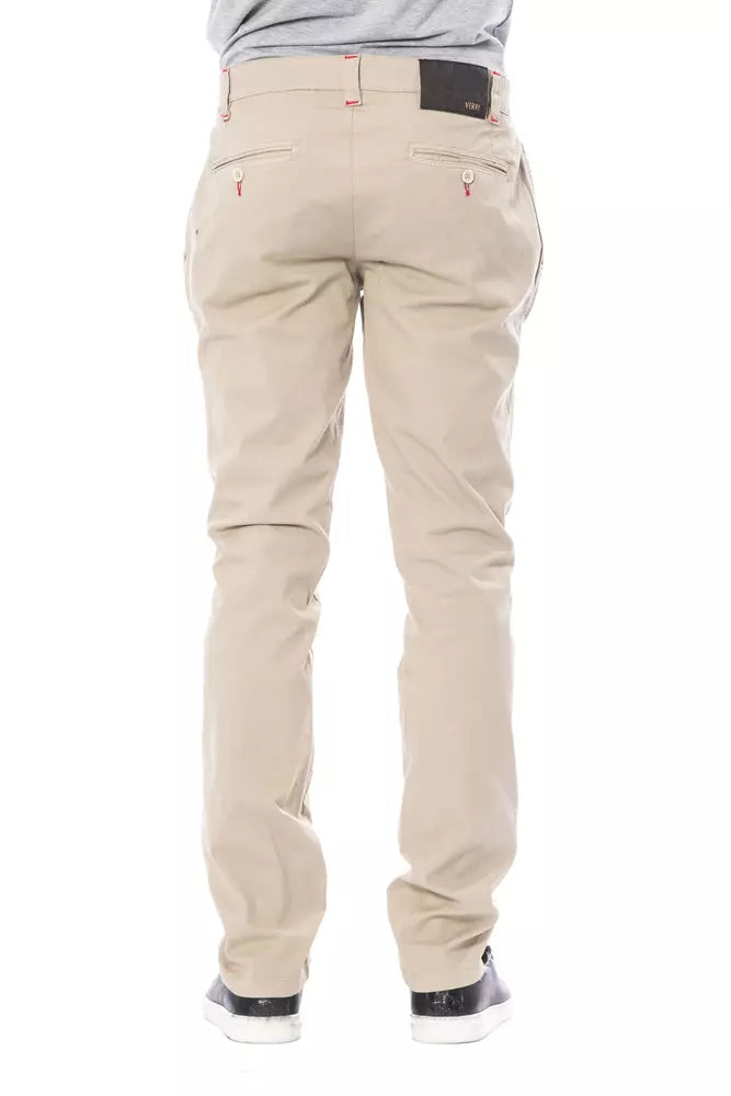 Beige Cotton Men Pant