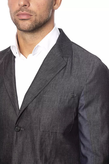 Gray Cotton Men Blazer