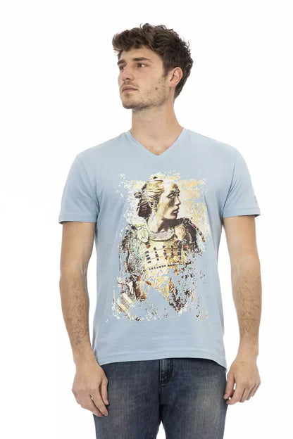 Light Blue Cotton Men T-Shirt