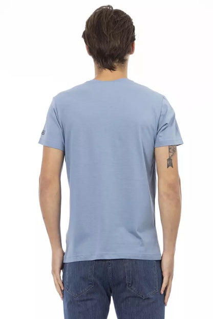 Light Blue Cotton Men T-Shirt