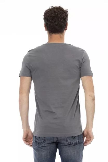 Gray Cotton Men T-Shirt