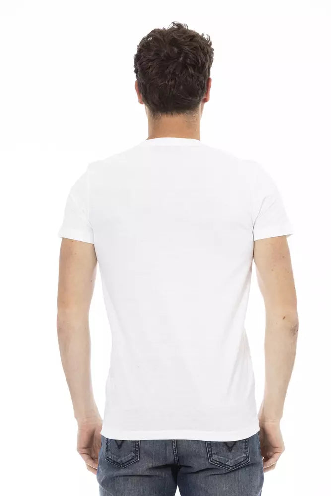 White Cotton Men's V-Neck T-Shirt