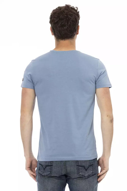 Light Blue Cotton Men T-Shirt