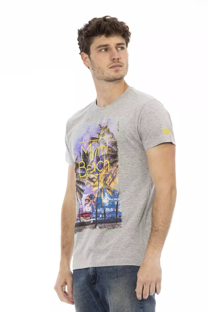 Gray Cotton Men T-Shirt