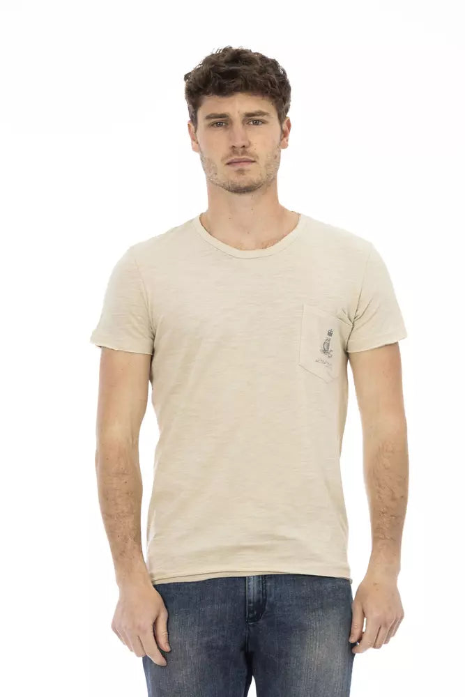 Beige Cotton Men T-Shirt