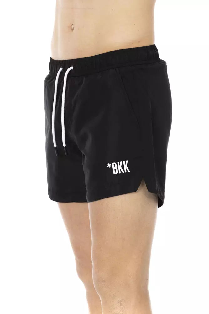 Black Polyester Men Swim Short