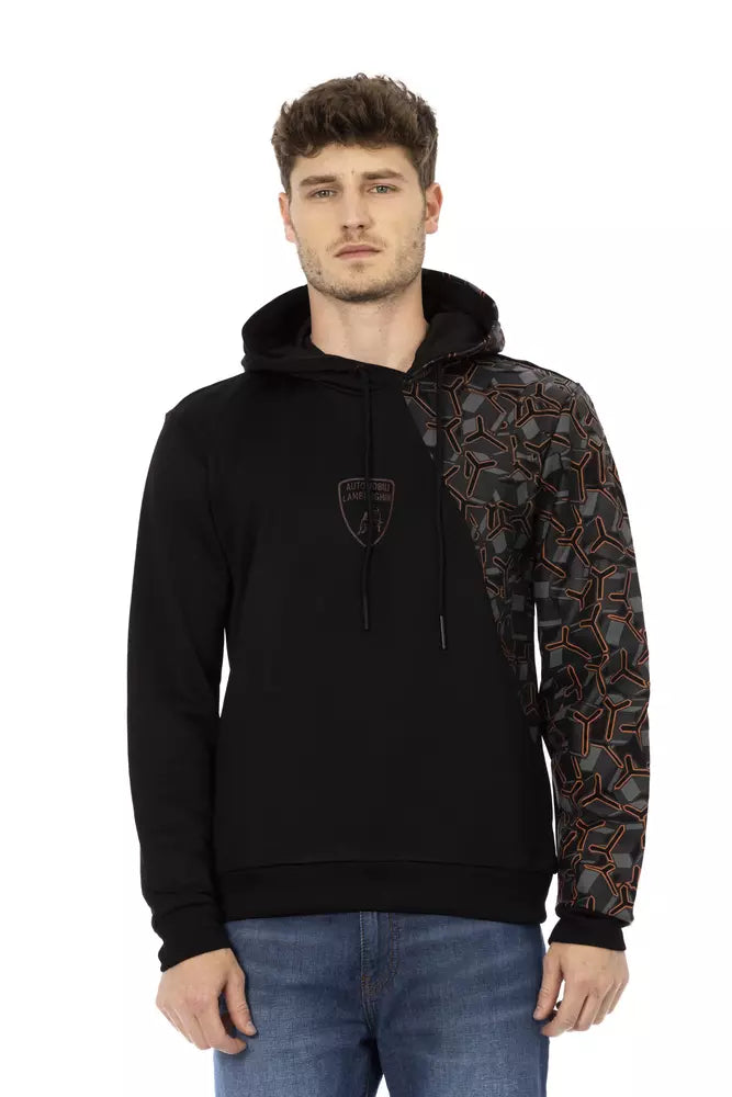 Black Cotton Men's Hooded Sweater