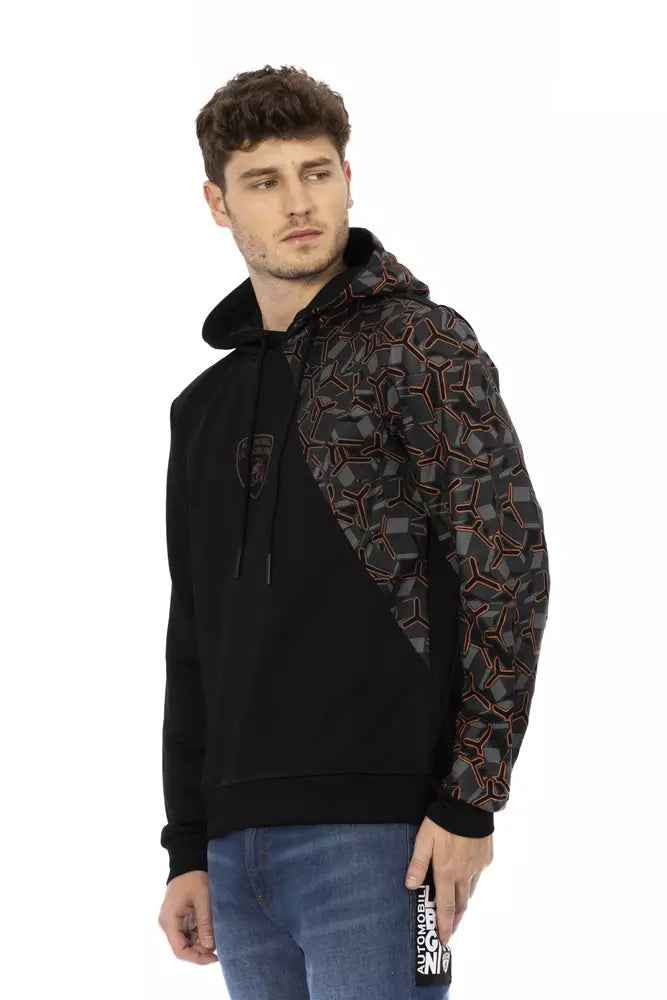 Black Cotton Men's Hooded Sweater