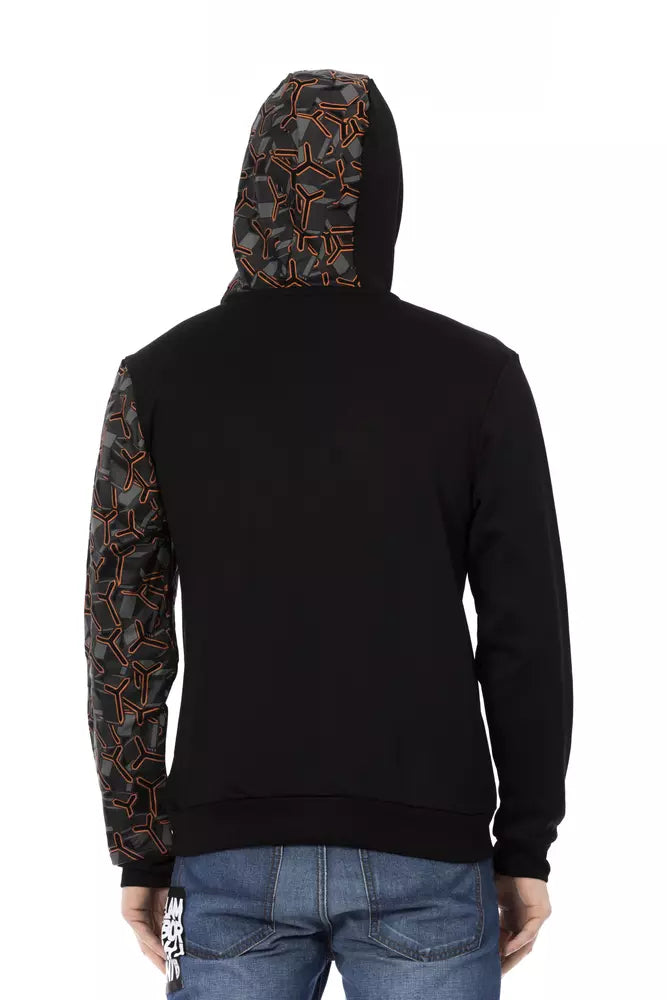 Black Cotton Men's Hooded Sweater