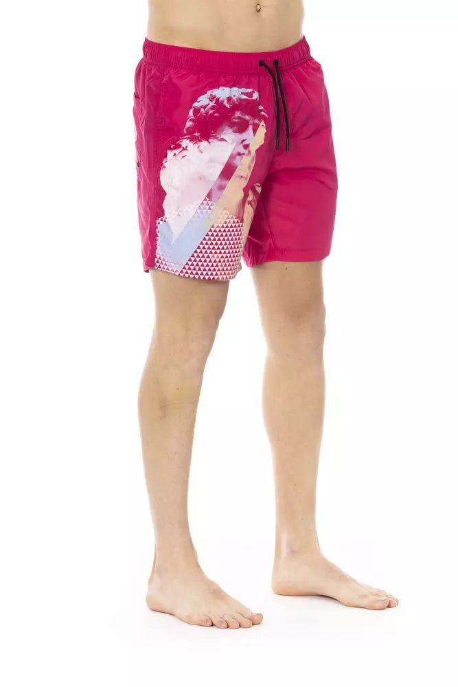 Fuchsia Polyester Men Swim Short