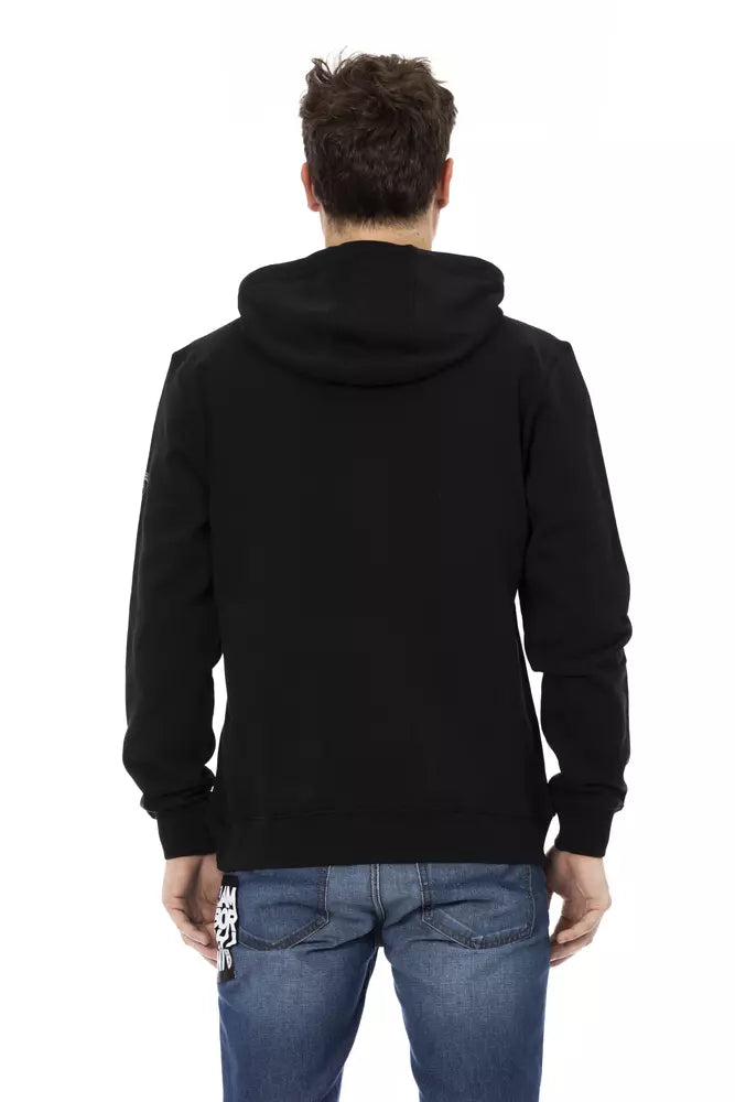 Black Cotton Men Sweatshirt