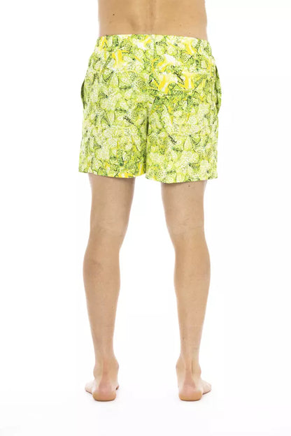 Green Polyester Men's Swimwear Shorts