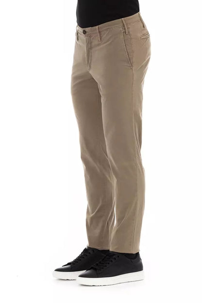 Beige Cotton Men Trouser