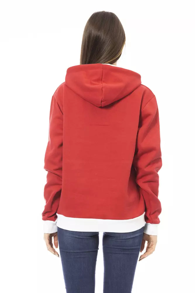 Red Cotton Women Hoodie