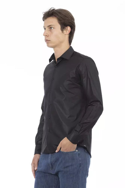 Black Polyester Men Shirt