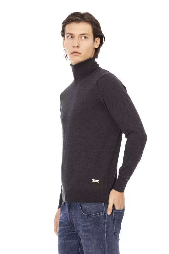 Gray Fabric Men Sweater