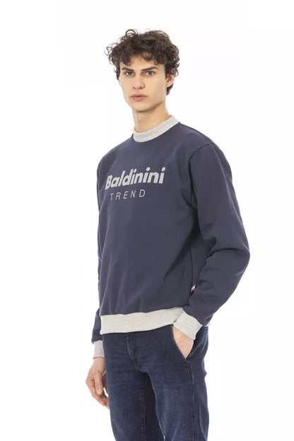 Blue Cotton Men Sweater