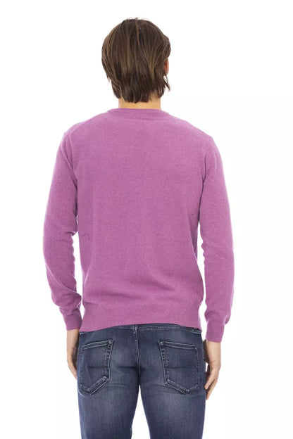 Purple Wool Men Sweater