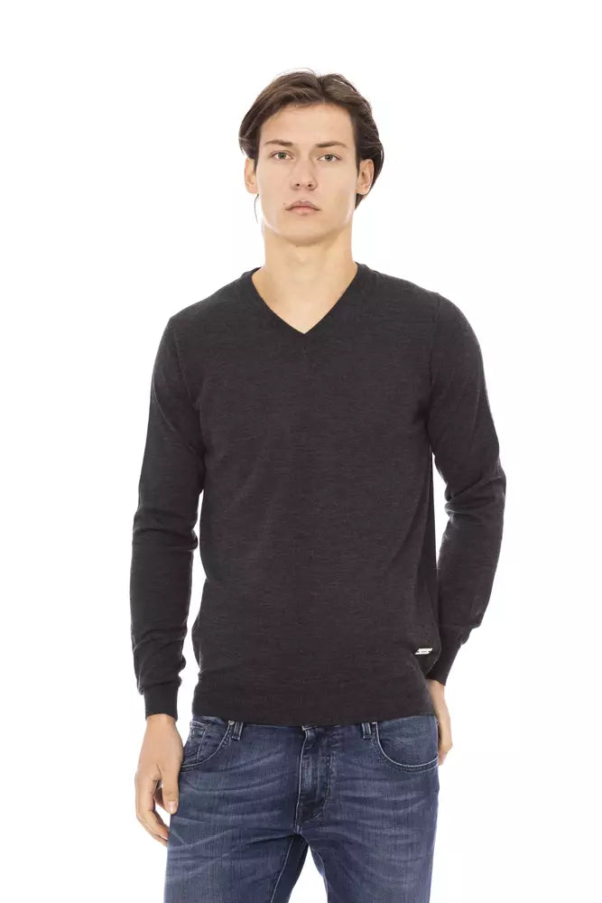 Gray Fabric Men Sweater