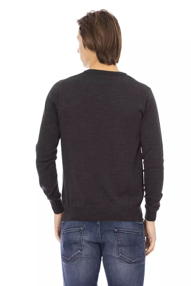 Gray Fabric Men Sweater