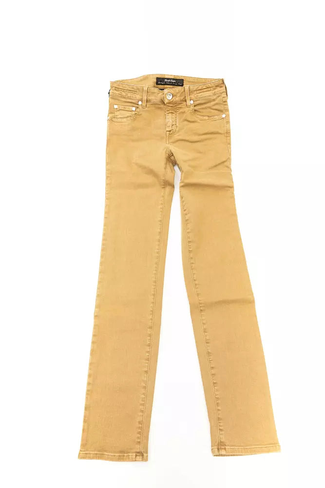 Beige Cotton Women Jeans