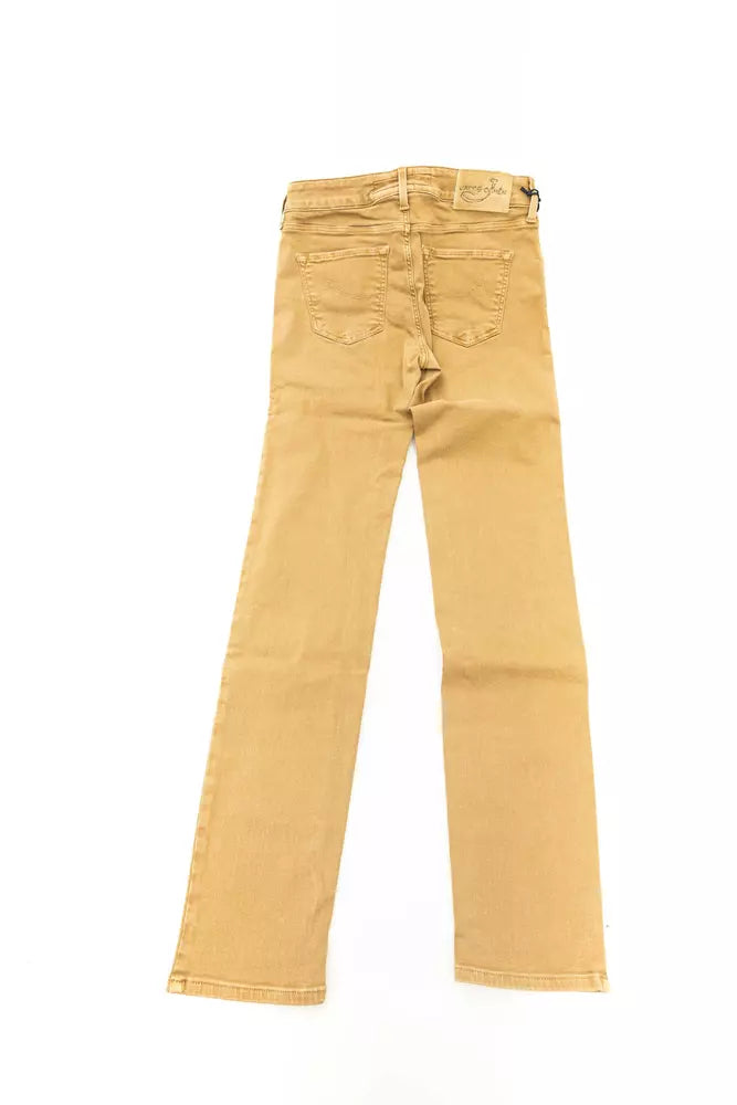 Beige Cotton Women Jeans