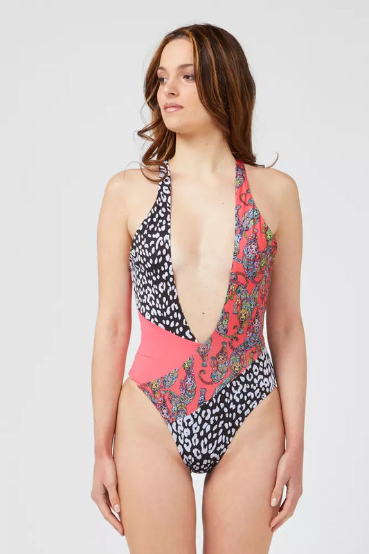 "Fuchsia Polyester Women Swimsuit"