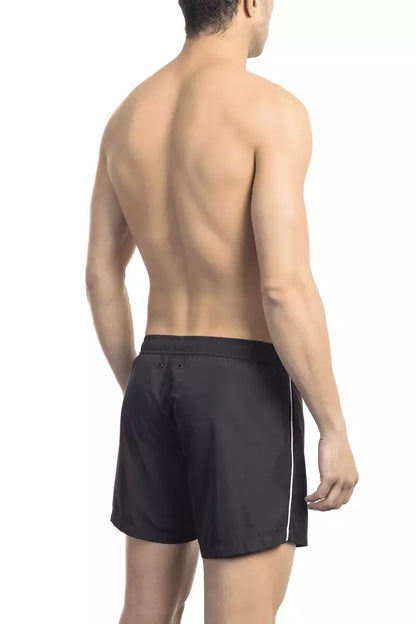 Black Polyester Men Swim Short