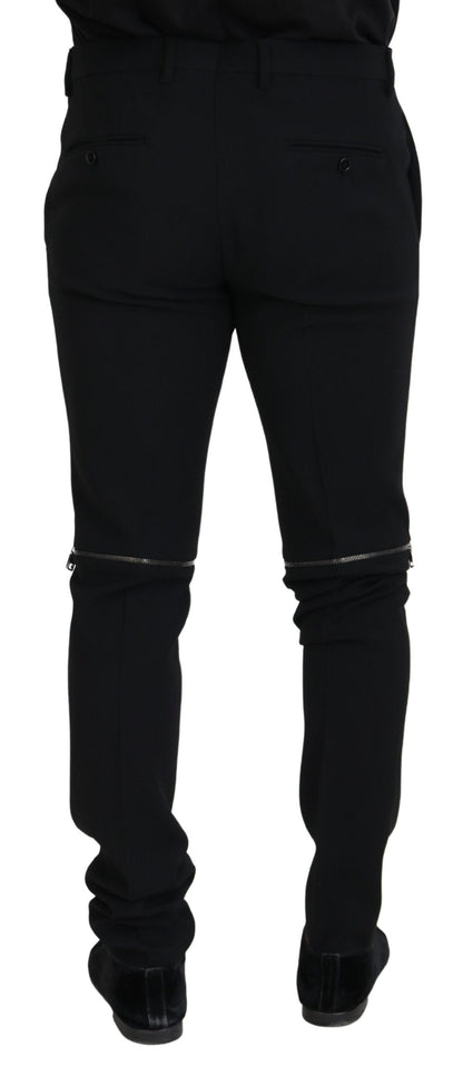 Elegant Black Virgin Wool Trousers