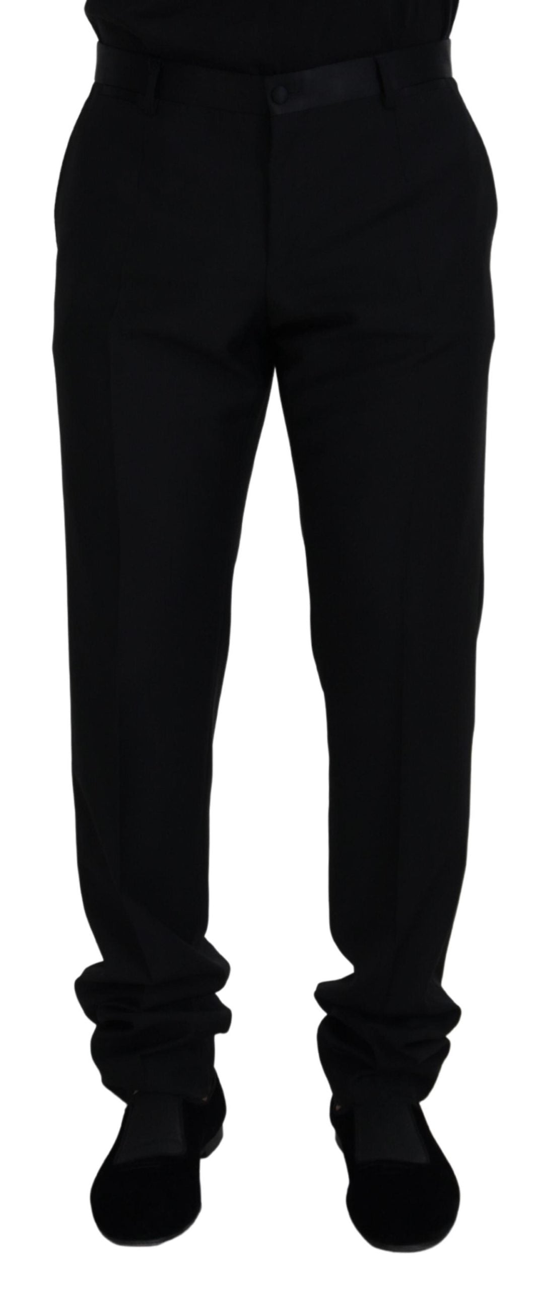 Elegant Black Virgin Wool Blend Trousers