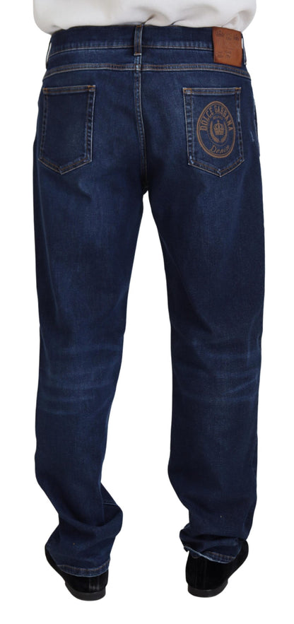 Elegant Blue Washed Denim Pants