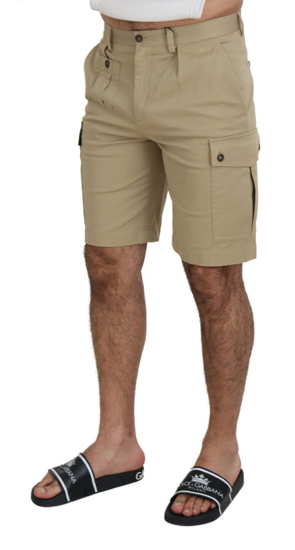 Elegant Beige Cotton Blend Designer Shorts