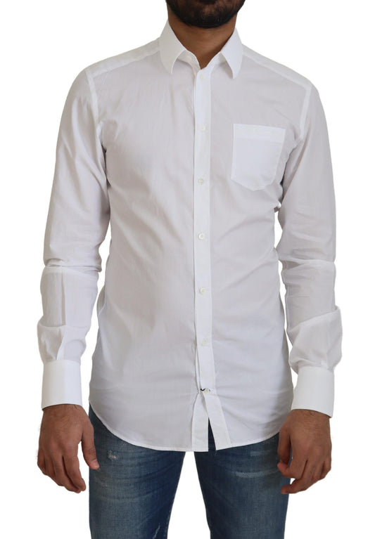 Elegant White Slim Fit Dress Shirt