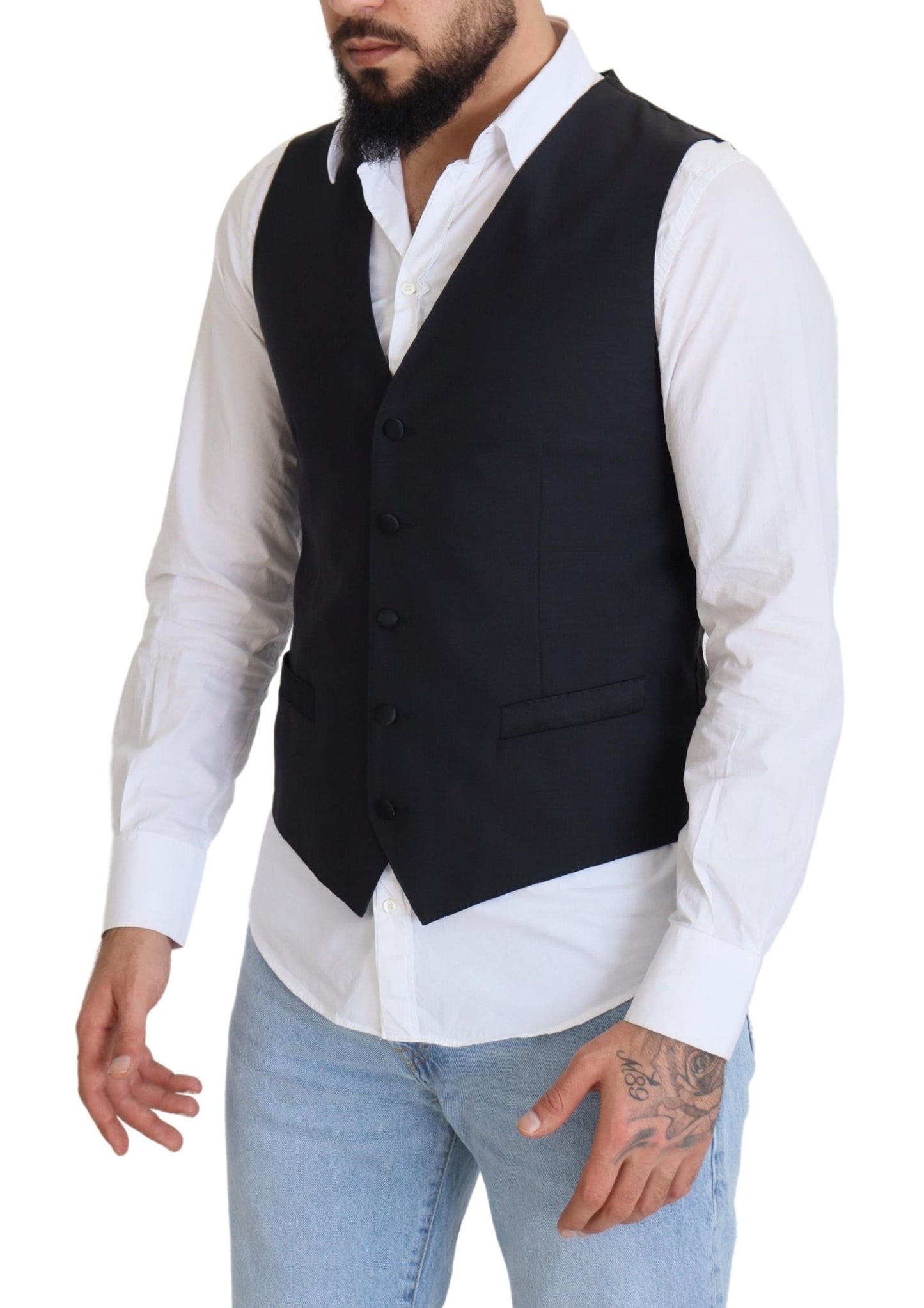 Elegant Black Single Breasted Dress Vest