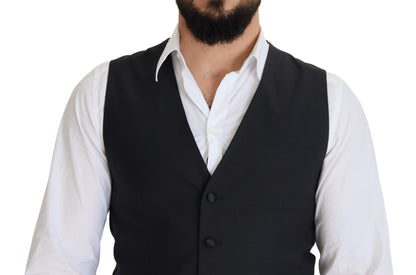 Elegant Black Single Breasted Dress Vest