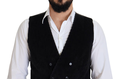 Elegant Black Double Breasted Dress Vest