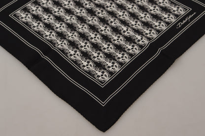 Elegant Black Silk Men's Square Scarf