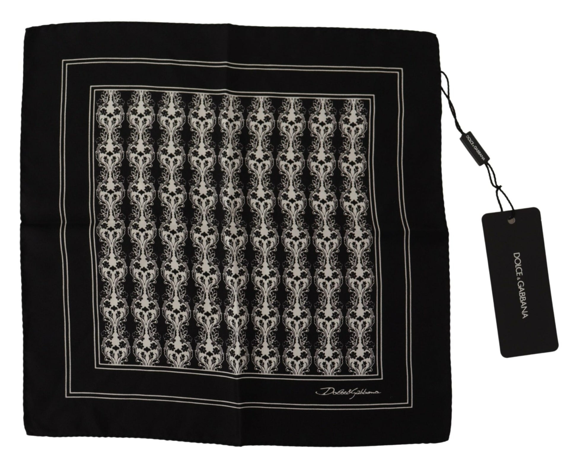 Elegant Black Silk Men's Square Scarf